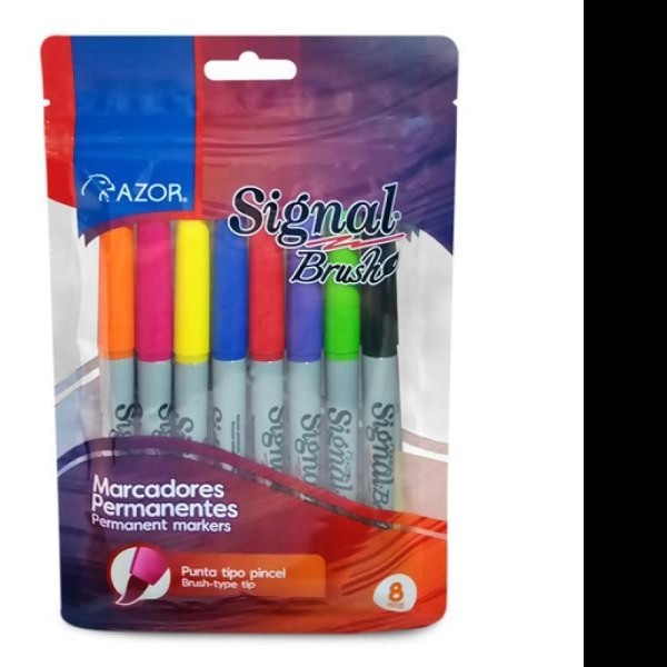 MARCADOR PERM.DELG.PLAST.SIGNAL AZOR P.PINCELBOLSA C8 SURT